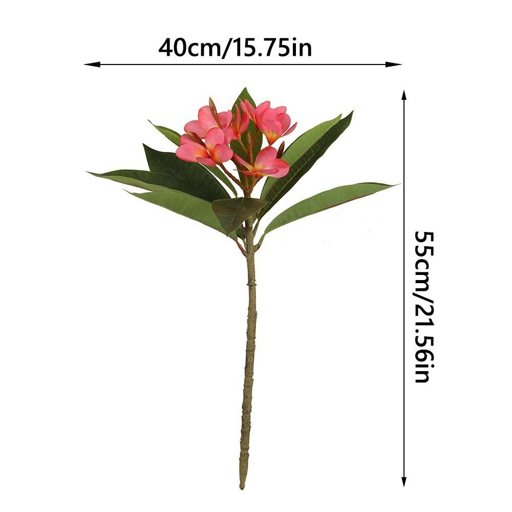 Real Touch Artificial Plumeria Flowers DIY with Green Leaves Simulation Frangipani Branch Long Stems Multicolor