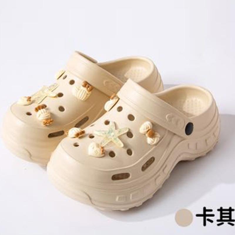 New hole shoes women's indoor and outdoor stepping on shit feeling comfortable and breathable eva slippers thick-soled slippers wholesale