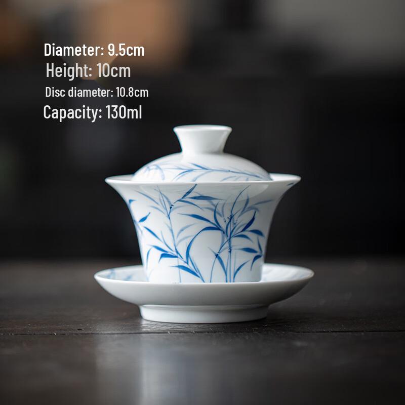 Shangqi Hand-painted Bamboo Ceramic Sancai Gaiwan