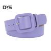 Women Belt Multi Holes Adjustable Length Square Buckle Faux Leather Waistband Jeans Dress Coats Candy Color Belt