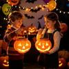 Weather Resistant Patio Lanterns Halloween Pumpkin Solar Lantern, Waterproof Outdoor Hanging Light, Orange Decorative Resin Lamps Spooky Face Lantern