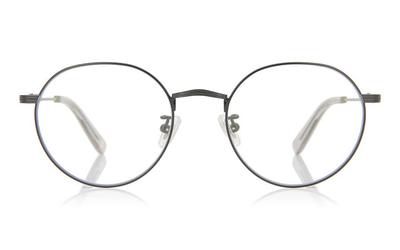 OWNDAYS Clear Fashionable Round Frame for Men and Blue Light UV Metal Sunglasses, Women, Blocking, Protection, Frame, Stylish, Black, CSU1001B-2S-C1