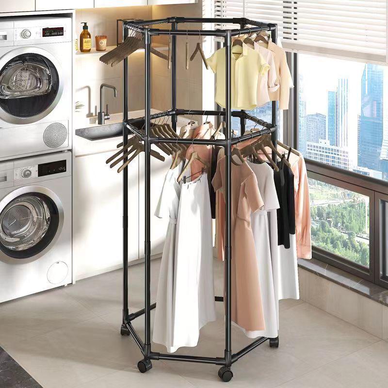 Multi-Functional Rotating Floor-Standing Drying Rack for Clothes and Hats