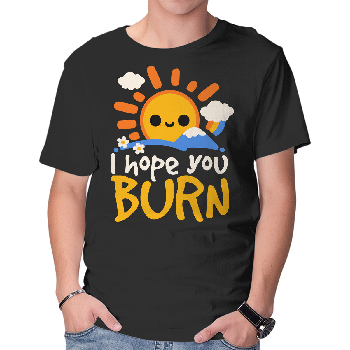 Unisex Crew Neck T-Shirt I Hope You Burn Graphic Short Sleeve Casual Tee XL