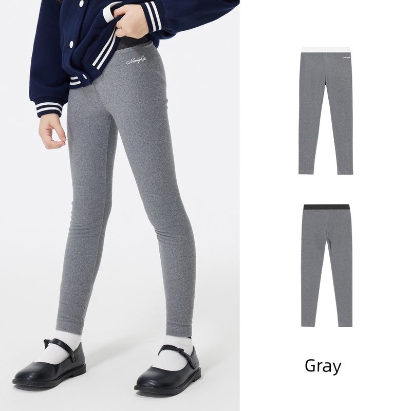 Navigare Italian Small Sailboat Girls  Leggings Spring and Autumn Children s Double-Sided Warm Fleece Tight Pants for Girls Contrast Color on the Waistband--Flower Gray 165