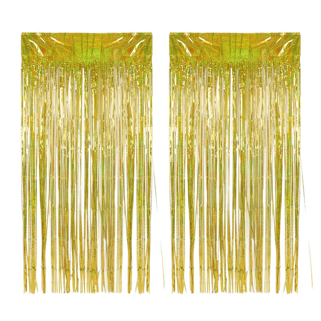 2pcs Foil Fringe Curtain Fringe Backdrop for Wedding Engagement Bridal Shower Birthday Party Stage