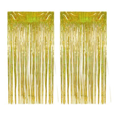 2pcs Foil Fringe Curtain Fringe Backdrop for Wedding Engagement Bridal Shower Birthday Party Stage