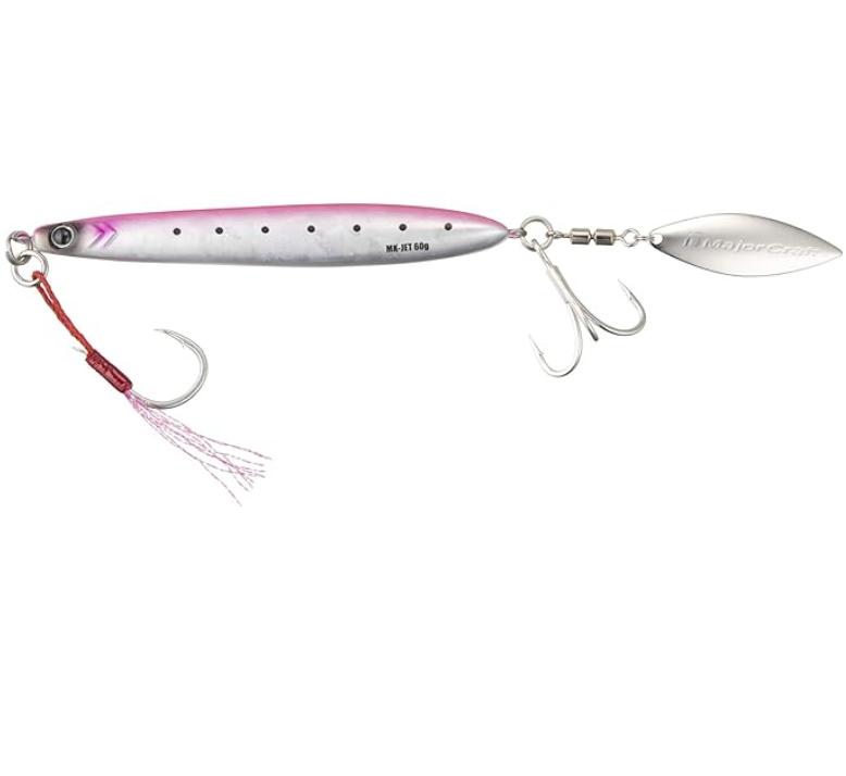 MAKI JIG JET 60g #29 Pink Sardine - Metal Jig Lure with Rear Blade for Saltwater Fishing 60g розовый
