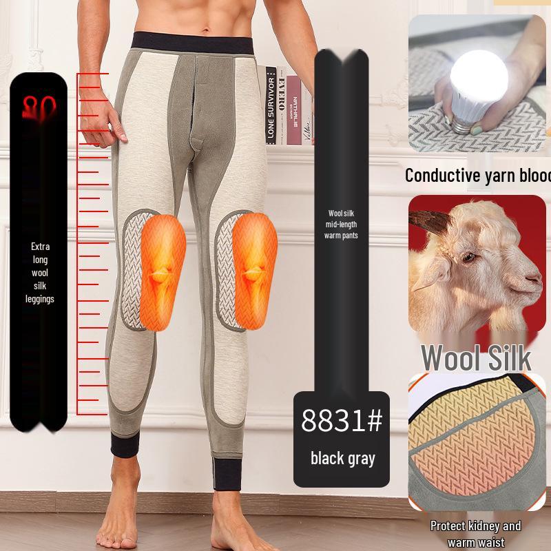 

Мужские теплые брюки из шерсти и шелка с графеновой подкладкой, с поддержкой колена и талии; Женские зимние брюки из верблюжьей шерсти. Men XL (100-130 lbs)