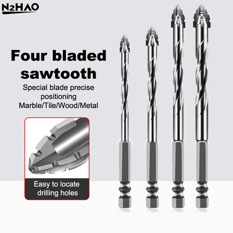 7pc/set Four-Edged Serrated Eccentric Drill Tungsten Steel Serrated Drilling Bit For Ceramic Plastic Tile Ceramic Glass Concrete