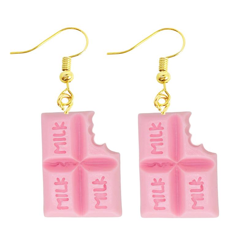 Women Earring Resin Drop Funny Custom Cute Girls Eardrop Kids Chocolate Strawberry Hamburger Dog Mushroom Broccoli Coffee