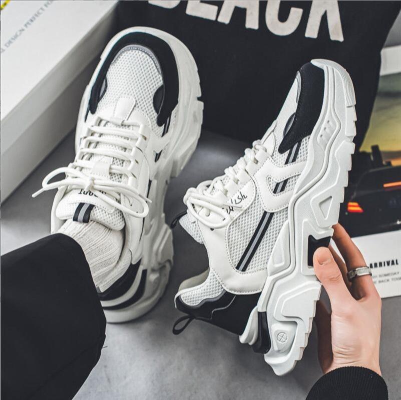 Student thick soled mesh breathable casual sports shoes four seasonal men's outdoor soft sole comfort running shoes male sneaker
