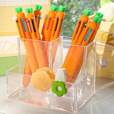 Penna a sfera creativa a forma di carota Penna retrattile a 6 colori Scrittura fluida
