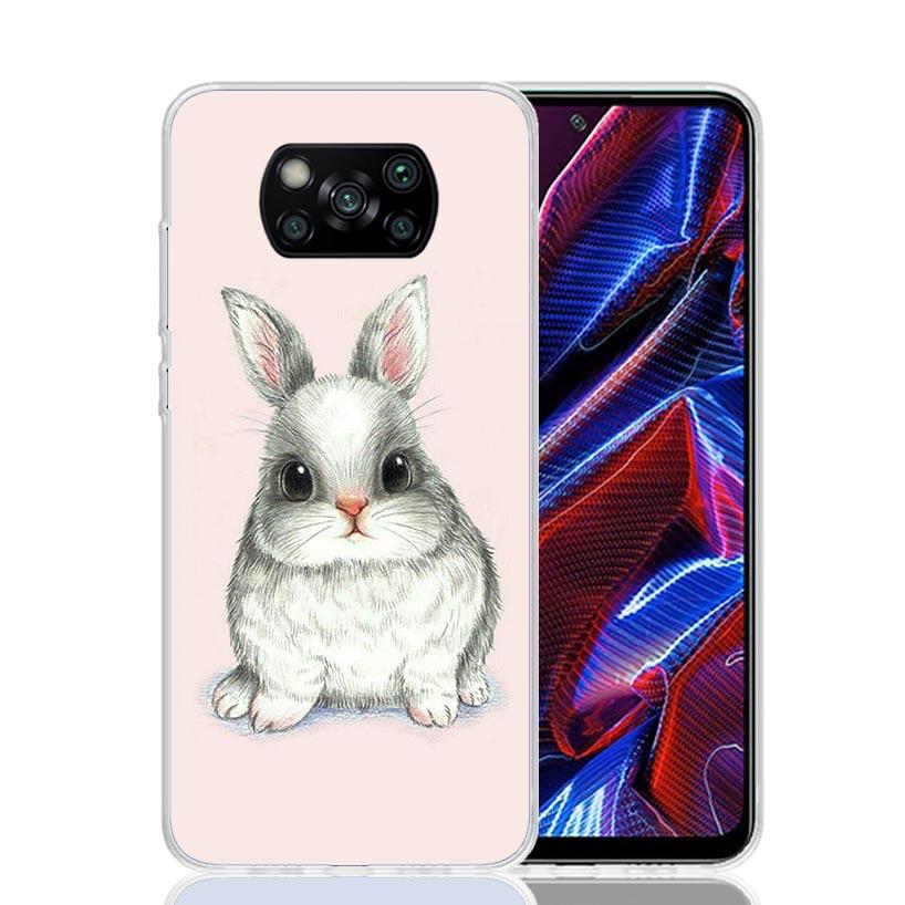 Cute Bunny Baby Rabbits Case Phone Cover for Xiaomi Redmi Note 10 9 9S 8 8T 7 5 Pro Mi 12T 11T 10T 9T 12 11 Lite A3 A2 Trend Fun