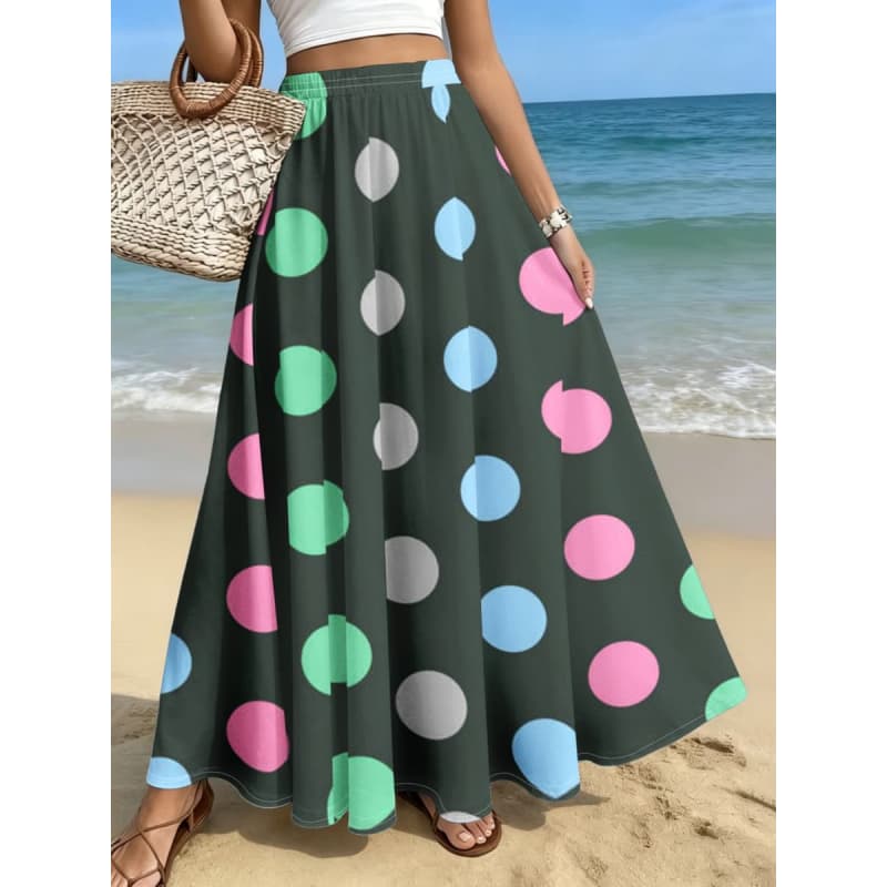 Lady's elegant and fashionable midi skirt, casual printed mid-length dress, trendy patterned print, for office/relaxation/dating/parties/sandwiches