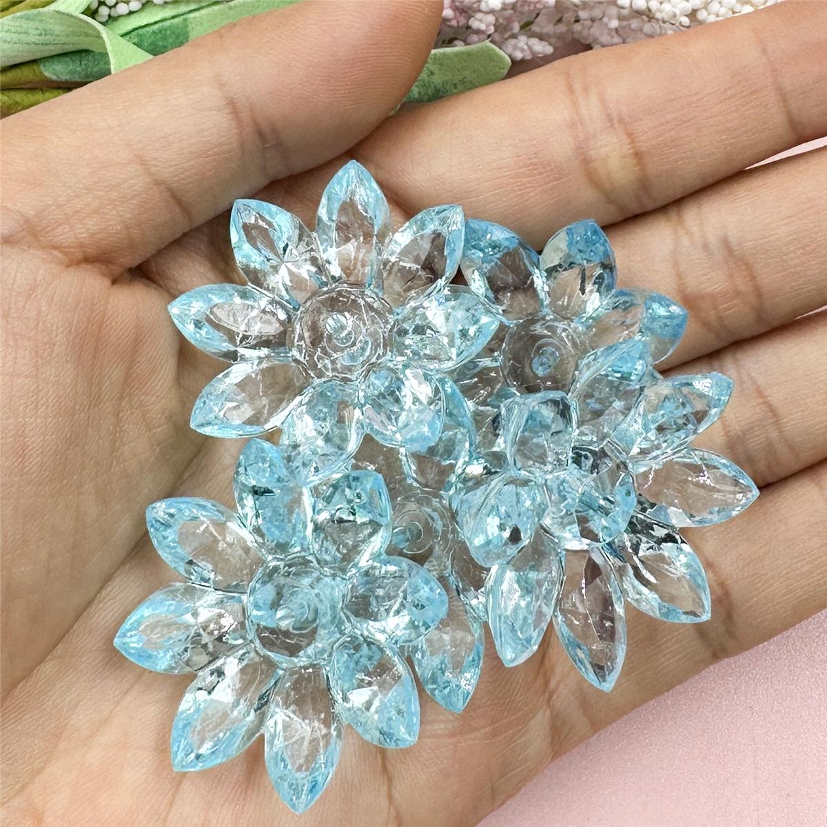 

Для изготовления браслета, сережек, цветка лотоса, ювелирных изделий, прозрачных бусин 31 мм, DIY ювелирных аксессуаров, 5 шт., акриловых кристаллов, аксессуаров 5pcs 31mm синий