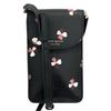 Floral Pattern Dusk Buds Shoulder Bag Leather Black Women Used