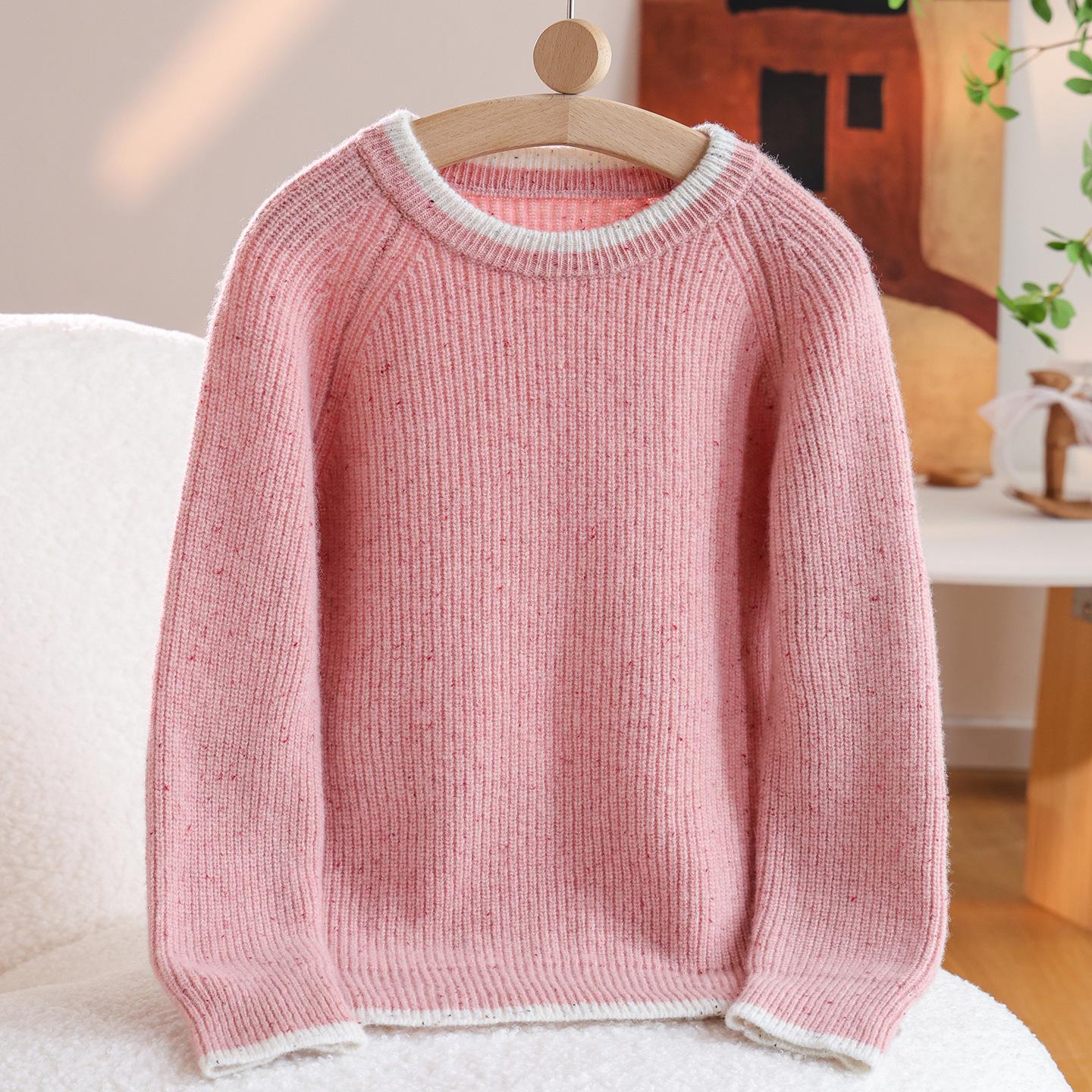 

Детский шерстяной свитер реглан премиум-класса с цветными блоками - Толстый базовый слой с длинным рукавом для детей среднего и большого возраста 160 cm