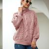 Women's Chunky Cable Knit Turtleneck Sweater, Autumn/Winter 2025 College Style Knitwear