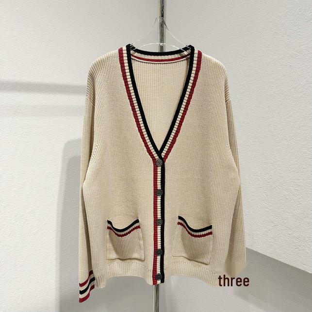 

THOM BRASSY 1823 College Style V-Neck Color Block Cardigan - British Niche Design Medium абрикосовий