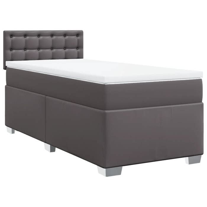Maison Exclusive - Sommier à lattes de lit avec matelas Gris 90x190 cm Similicuir