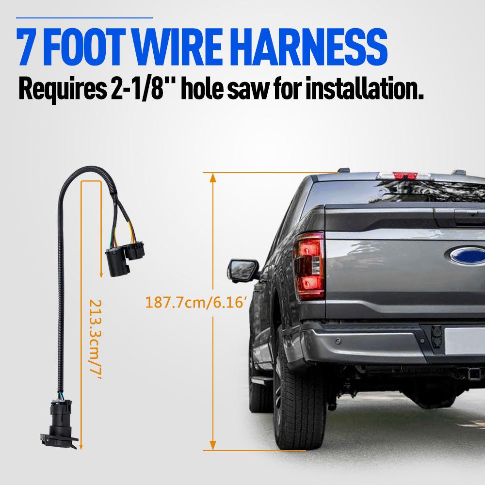 7-Foot 7-Pin Truck Bed Wiring Extension for Chevrolet, Dodge, and Ford