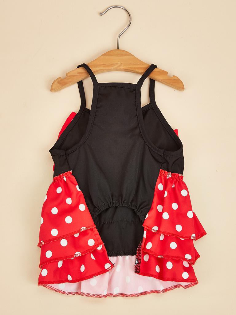 Hundekleid Mädchen Hund Ärmellos Kleidung Polka Dots Haustierbekleidung Hündchen Rote Schleife Katzenkleidung Welpenkleider Kostüm Kleidung