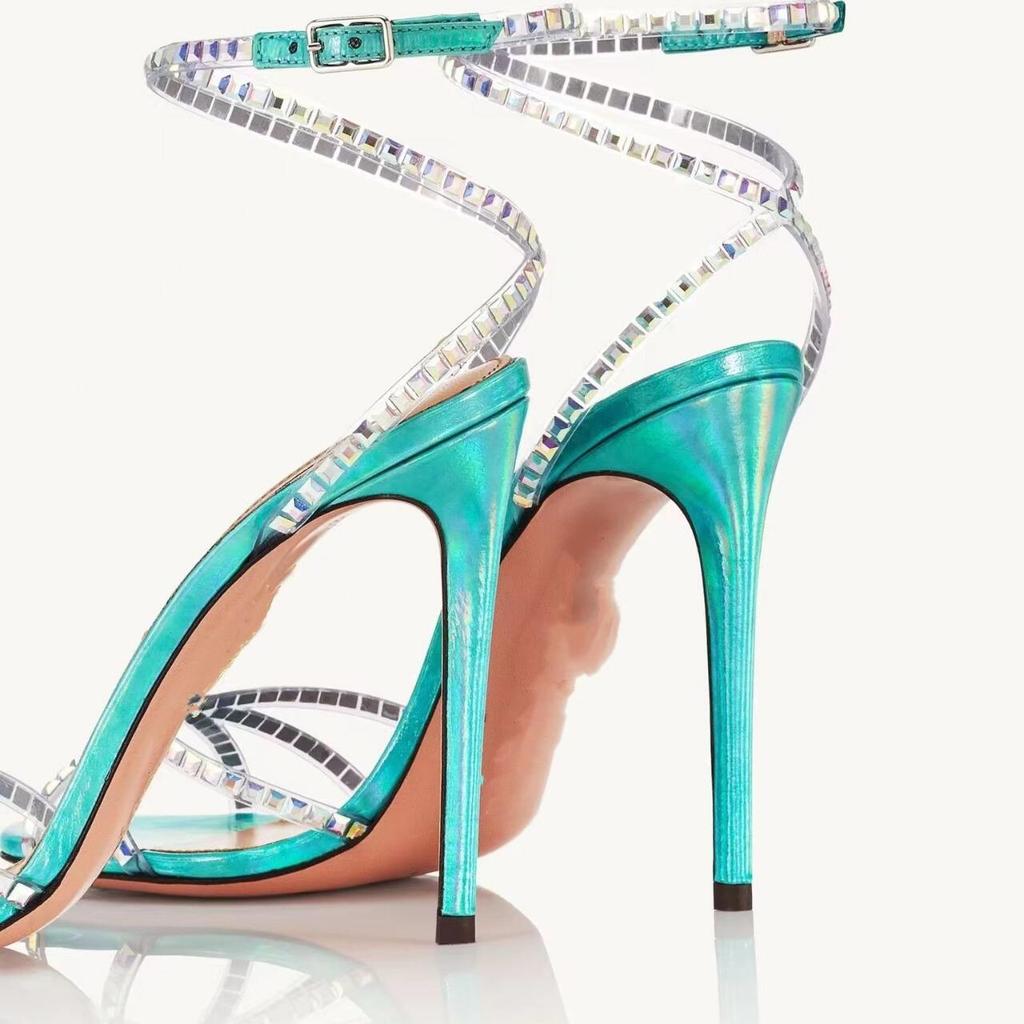 Mode Ontworpen Teenblootstelling, Dunne Hak, Elegante Pailletten Kruisveters, Europese En Amerikaanse Stijl, Sexy Sandalen En Mode Sandalen