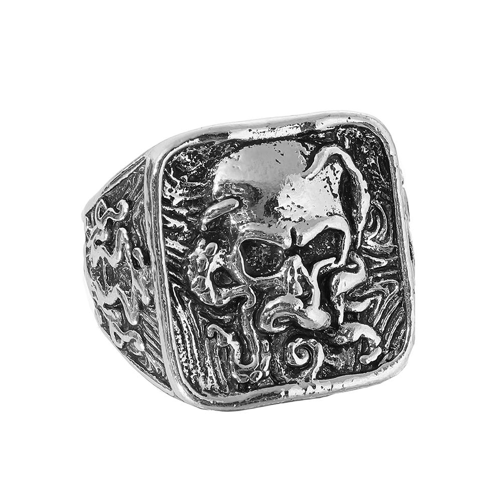 Boutique New Retro Simple New Punk Hip-hop Skull Personality Men's Open Ring Robot Ghost Head Jewelry