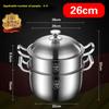 316 Stainless Steel Household Cooking Congee Steamer Uncoated Extra Thick Thickened Soup Pot Large Capacity Stew Pot Hot Pot