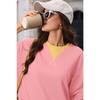 Women Loose Color Block Crew Neck Long Sleeve Casual Pullover Sweatshirt