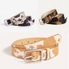 Leopard Punk Waistband Square Buckle Leather Belt Simple Women Belt