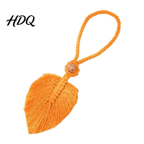 Rental Friendly Curtain Accessory Braided Leaf Tieback Boho Cotton Rope Holder Fringe