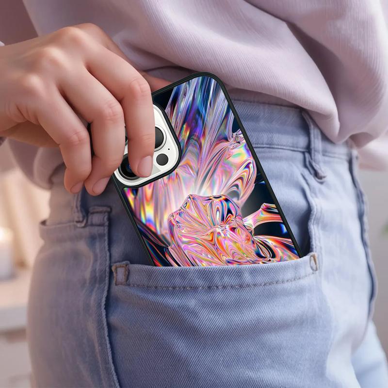 Holographic Iridescent Phone Case For iPhone 17 Air 15 16e 14 13 Pro Max Coque 12 11 Pro Max PLUS cover
