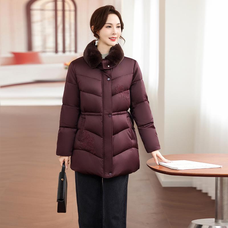 

Stylish Winter Down Jacket for Middle-Aged & Elderly Women - 90% Duck Down, Warm, Chinese Style Grandma Coat L (100-120 lbs)