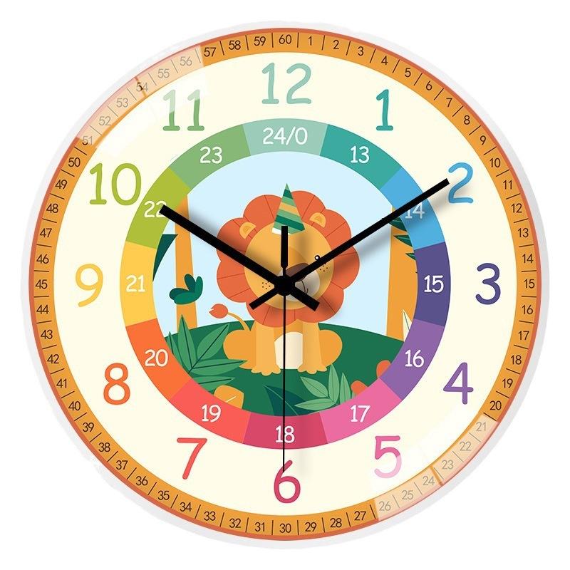 10-inch 25cm early childhood education cartoon wall clock for children's room digital enlightenment mute learning clock