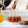 Exquisite Glass Tree Shape Honey Jar with Lid Heat Resistant Honey Container Clear Wood Stirring Rod Jam Jar Dining Table