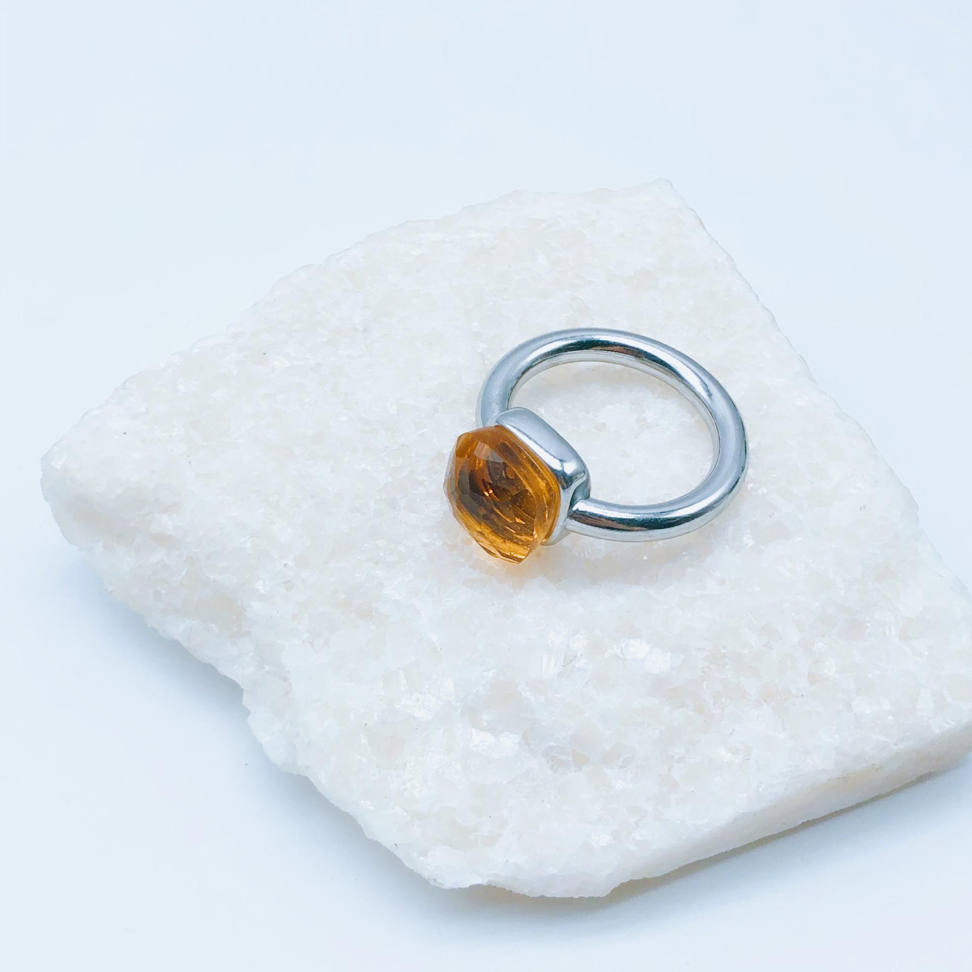 

Роскошный набор колец с цирконом и изумрудом: Модный стиль неправильного сахарного кубика 49MM-US5