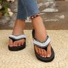 Fashion Lace Pleated Decor Low Heel Slippers Women Summer Wedges Thick Bottom Flip Flops for Woman Comfort Non-Slip Slides Mujer