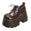 High Quality Coarse Heeled Small Leather Shoes with A British Style for Women Spring 2026 New Height Increasing Lace Up Loafers