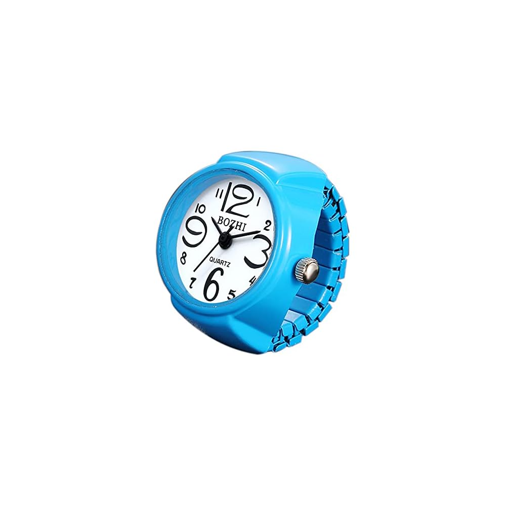 Jewelrywe Ring Watch Waterproof Quartz Sports Ring Watch with Flip Cover and Numeric Dial Stainless Steel