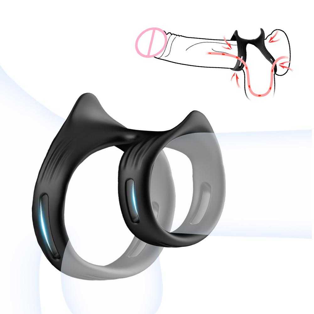 Double Men's Ring Penis Cock Ring Delay Ejaculation Couple Ring Dick Accessories for Sex Games Sexulaes Toys