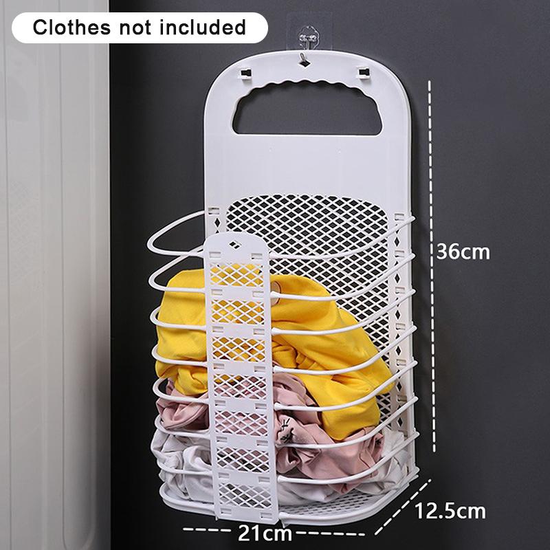 Plastic Storage Frame Foldable Dirty Clothes Basket Household Non Perforated Bathroom Wall Mounted Laundry Basket Clothes Basket