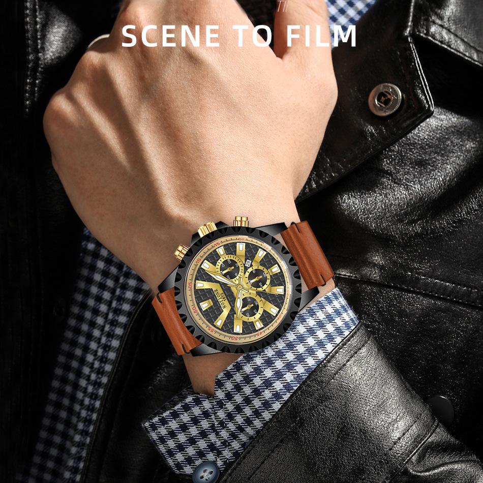 Orologio da Uomo alla Moda con Calendario Tendenza Orologio da Uomo d'Affari Orologio da Uomo Cubo d'Acqua Orologio da Uomo al Quarzo Orologio da Uomo Semplice Orologio in Pelle