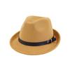 Yuhong Bowler Derby Wool Felt Fedora Hat Short Brim Jazz Hat With Belt