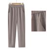 Summer Elastic Waist Loose Women's Pants: Breathable, Comfortable Straight Leg for Middle-Aged and Elderly