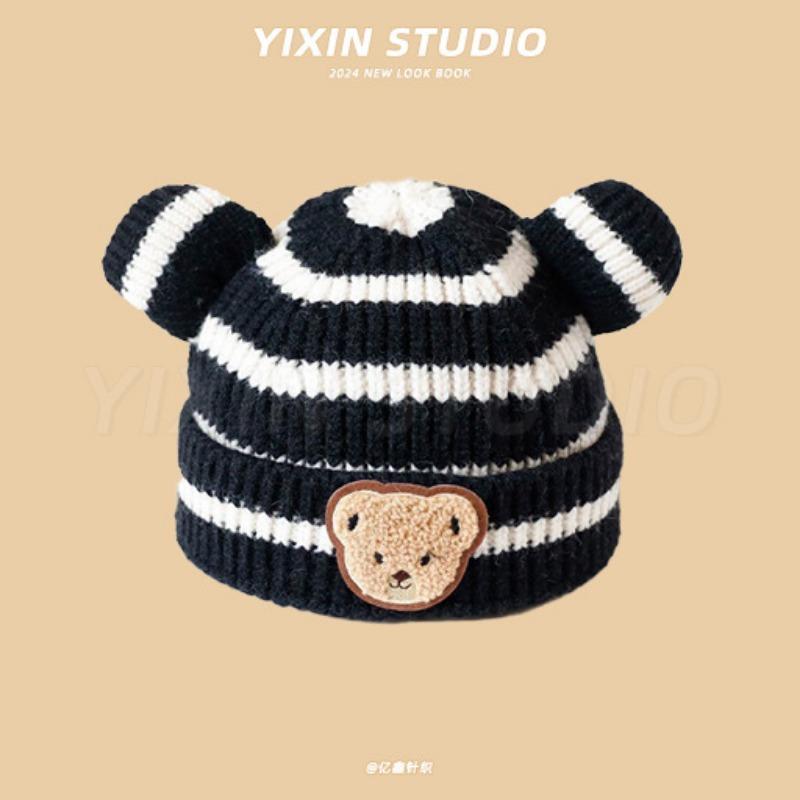 Autumn and Winter Boys and Girls Children's Hats Baby Hats Cute Cartoon Bears Plush Hats Thermal Hats Ear Protectors Knitted Hats