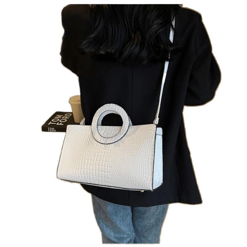 Large-capacity Briefcase European and American Fashion Trendy Women's Crocodile Pattern Texture Shoulder Portable Messenger Women's Bag