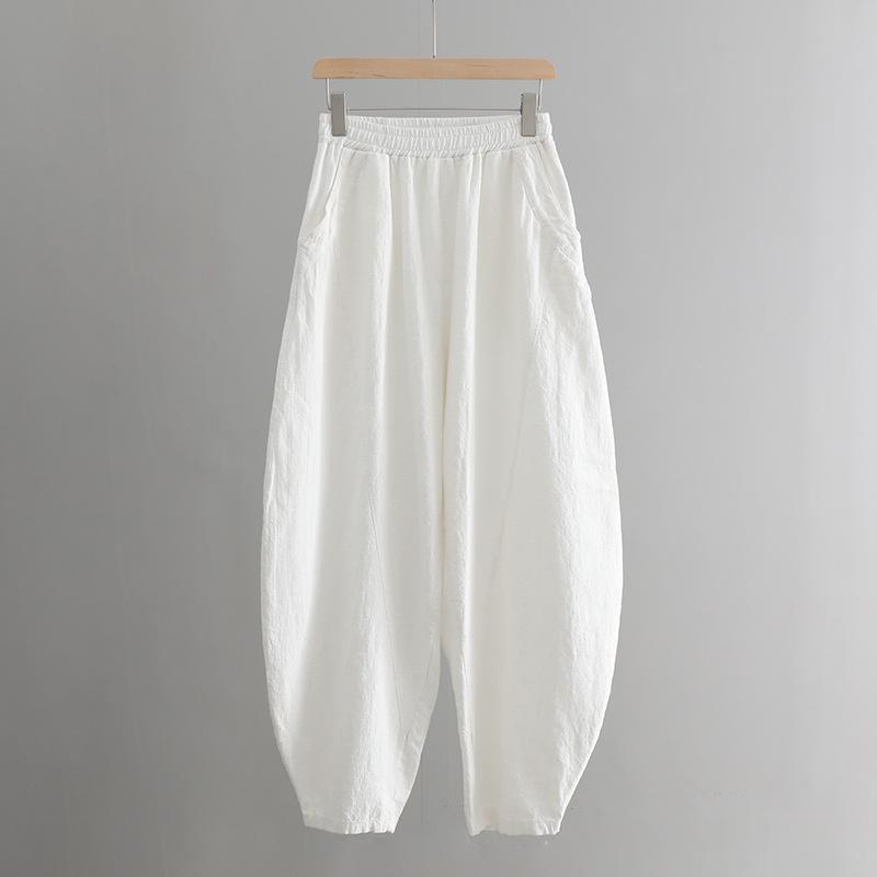 Women's Plus Size Cotton-Linen Zen Tai Chi Pants - 2025 Spring/Summer Retro Style