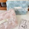 Elegant Floral Lace Trimmed Wallet Small Storage Bag Polyester Stylish Lightweight Carryall For Coin Accessories